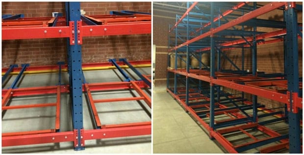 Used Frazier pushback rack for sale - 2, 3 & 4 deep