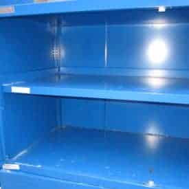 Used Stanley Vidmar shelf cabinets open door view