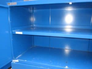 Used Stanley Vidmar shelf cabinets open door view