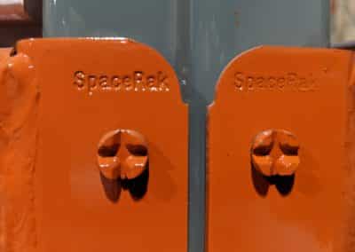SpaceRAK teardrop storage rack system multiple sizes close-up of where beam meets frame