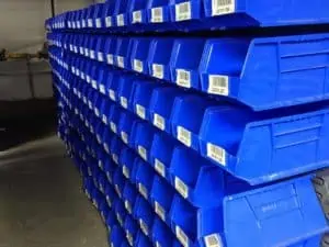 Uline S-12419 bins on bin rack