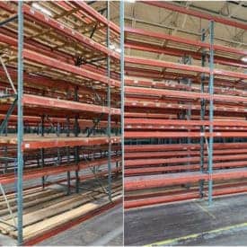 Pallet rack system made of structural frames and roll-formed beams
