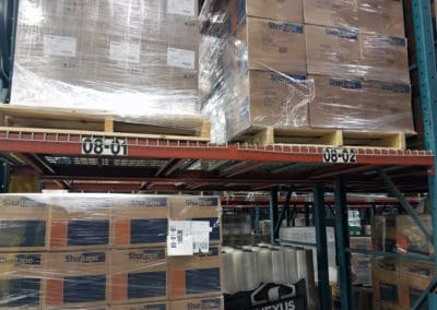 Burtman pallet rack - view of the front of a pallet rack section