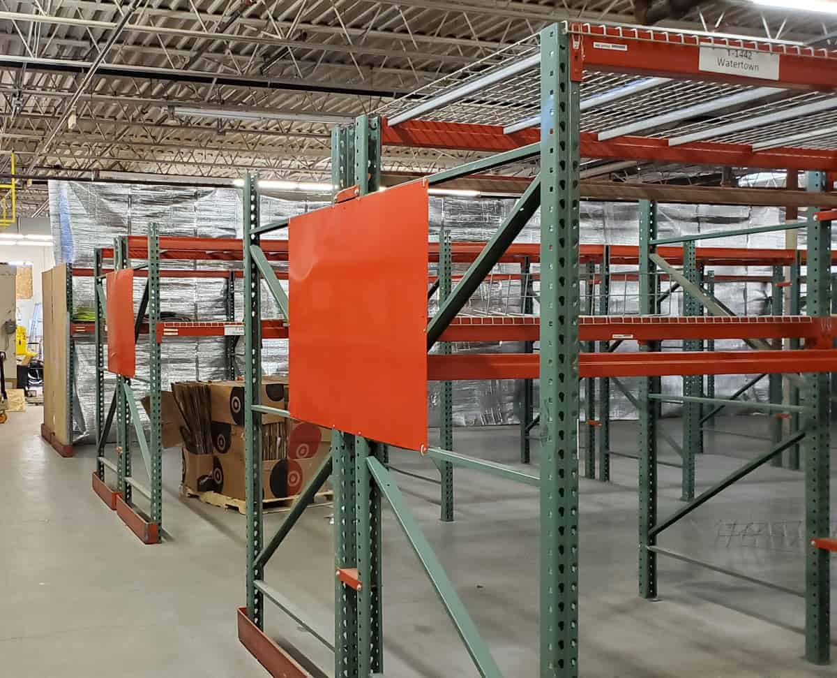 Short teardrop pallet rack installed in warehouse