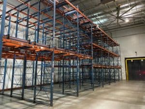 Frazier 5 deep pushback rack standing in warehouse